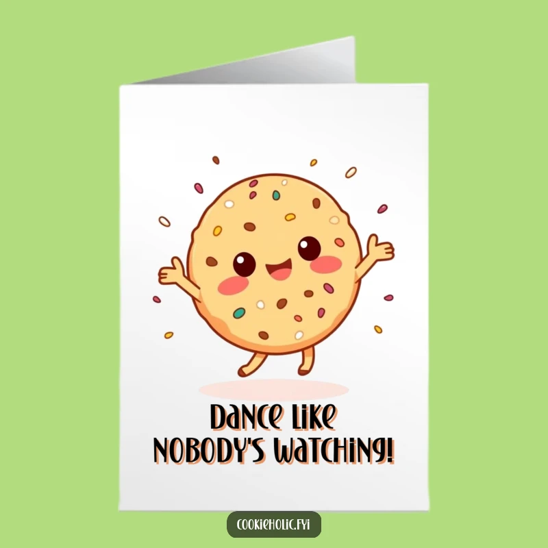 Free Printable Birthday Card: Joyful Kawaii Cookie Dance, Funny Downloadable Gift
