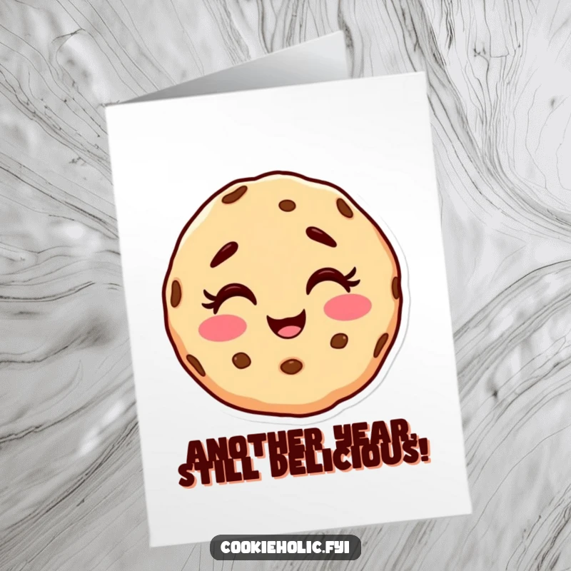 Funny Free Printable Birthday Card: Giggling Cookie Character with a Delightfully Messy Face, Spreading Joy