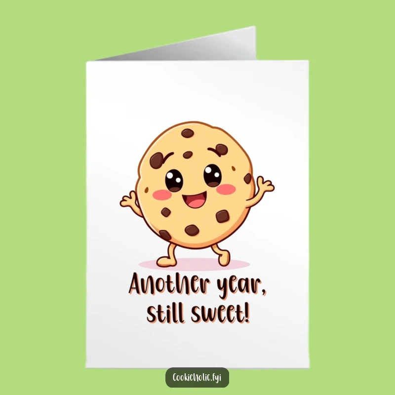 Free Printable Funny Cookie Birthday Card: Dancing Treat Downloadable Gift for Her