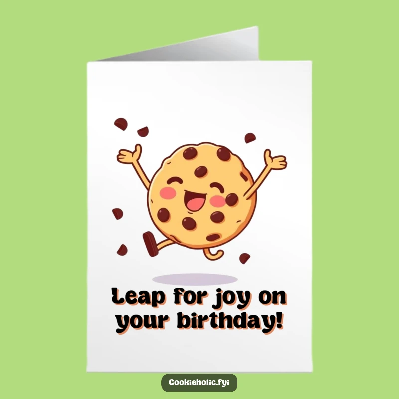 Free Printable Birthday Card: Leaping Cookie - Funny Downloadable Gift