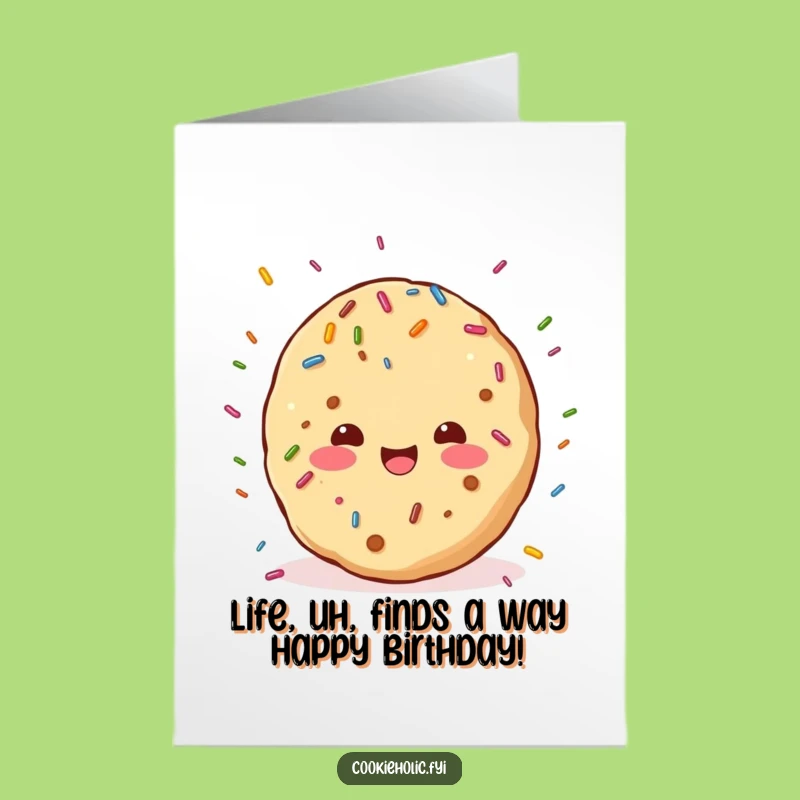 Free Printable Birthday Card: Kawaii Cookie Raining Joyful Sprinkles, Funny Downloadable Gift