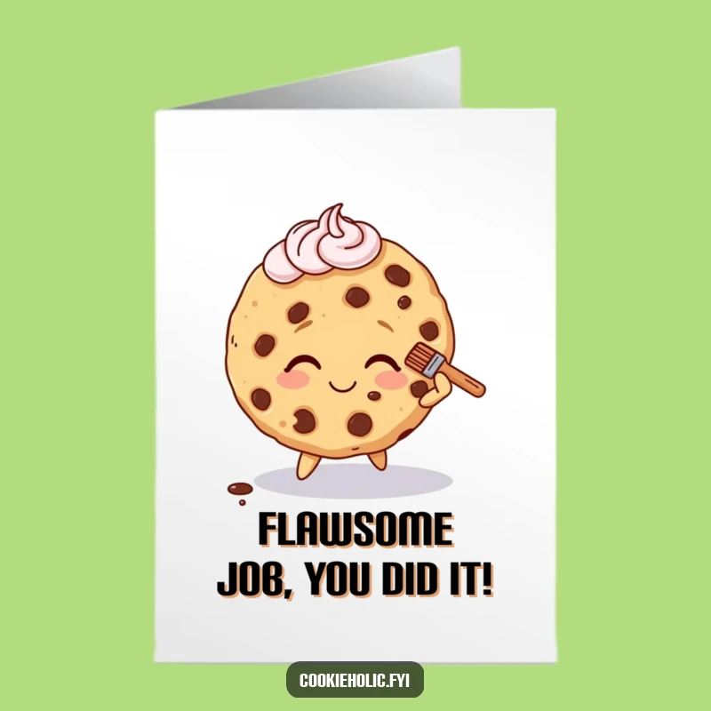 Free Printable Congrats Card: Smiling Cookie Overcomes Frosting Fumble