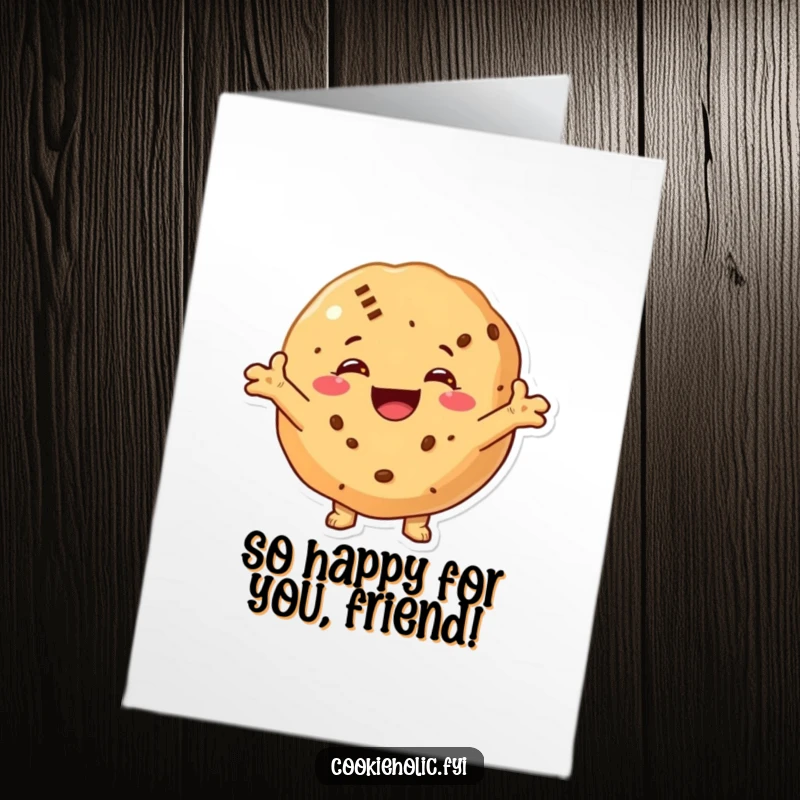 Funny Free Printable Congratulations Card with a smiling cookie holding its arms wide open for a big, welcoming hug.