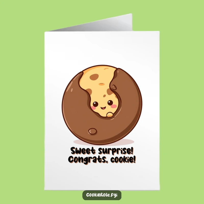 Funny Free Printable Congratulations Card: Shy Cookie Chip Peek - Print at Home