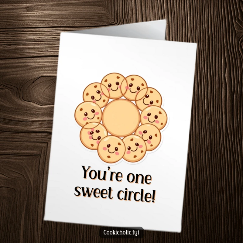 Funny Free Printable Congratulations Card: A circle of smiling cookies, united and happy, celebrating a shared moment of success.