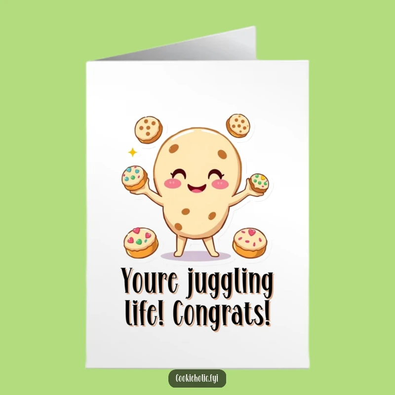 Free Printable Congrats Card: Cookie Juggler, Skillful Win, Hilarious Downloadable Cheers!
