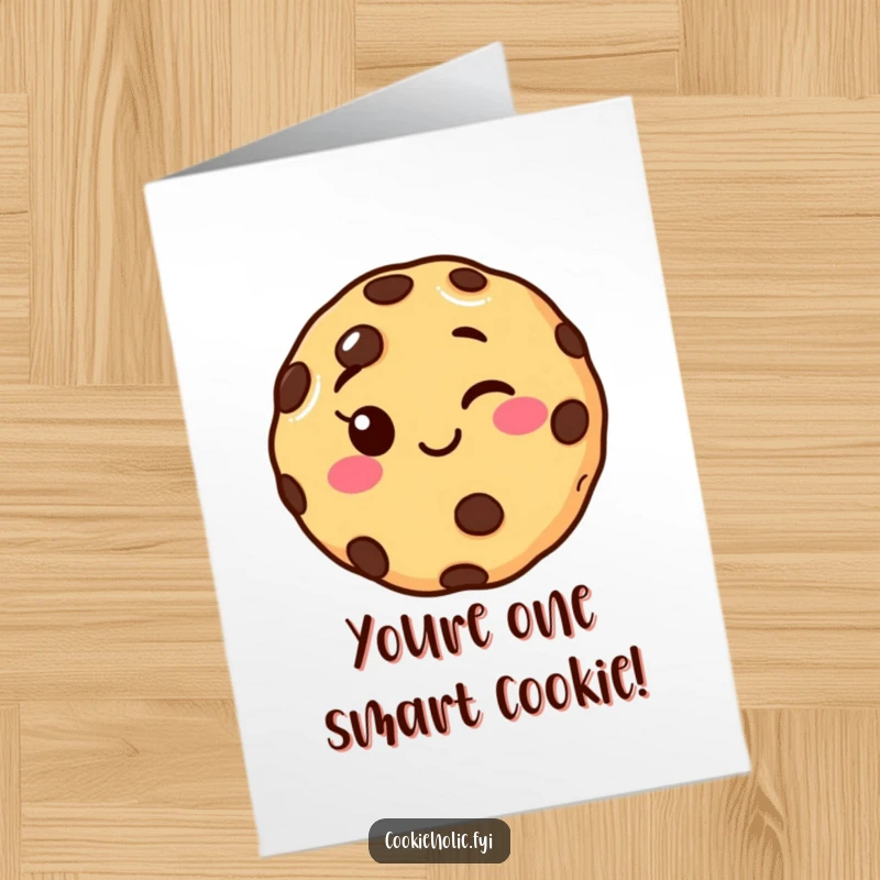 Funny Free Printable Congratulations Card with a Cheerful Chocolate Chip Cookie Character Giving a Wink
