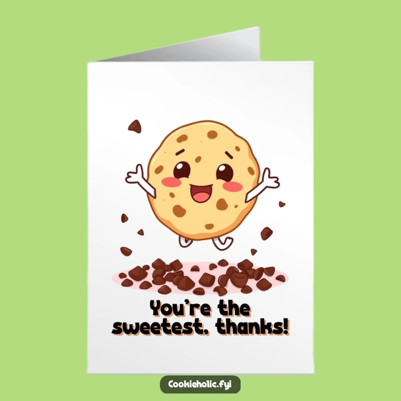 Free Printable Thank You Card: Cookie Character's Energetic Chip Scattering