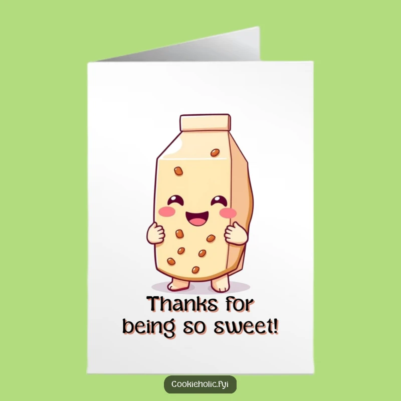 Free Printable Thank You Card: Cookie & Milk Hug - Funny Downloadable Gift