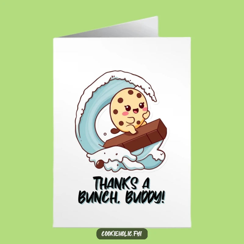 Free Printable Thank You Card: Kawaii Cookie Rides Chocolate Wave - DIY Gift