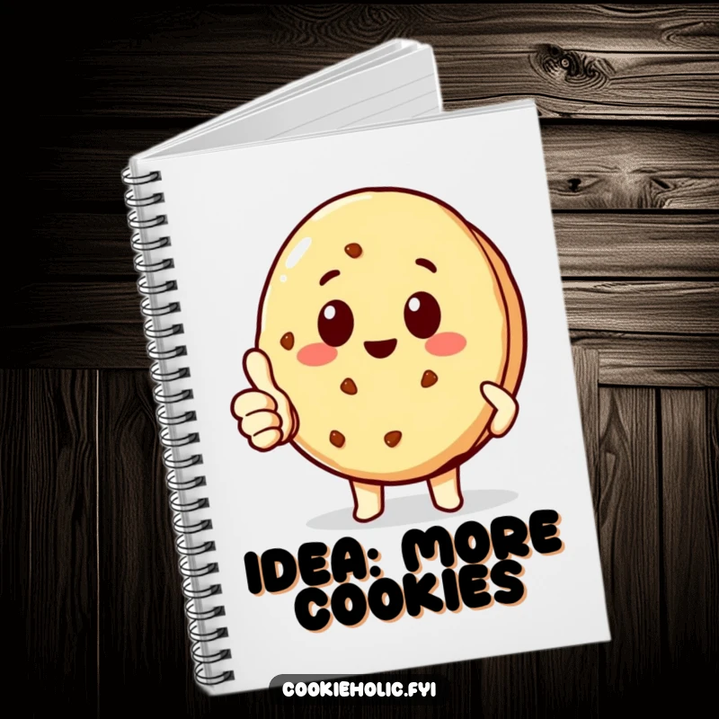 Funny delighted kawaii cookie character giving a thumbs-up, cute notebook for notes, perfect funny gift for happy people.