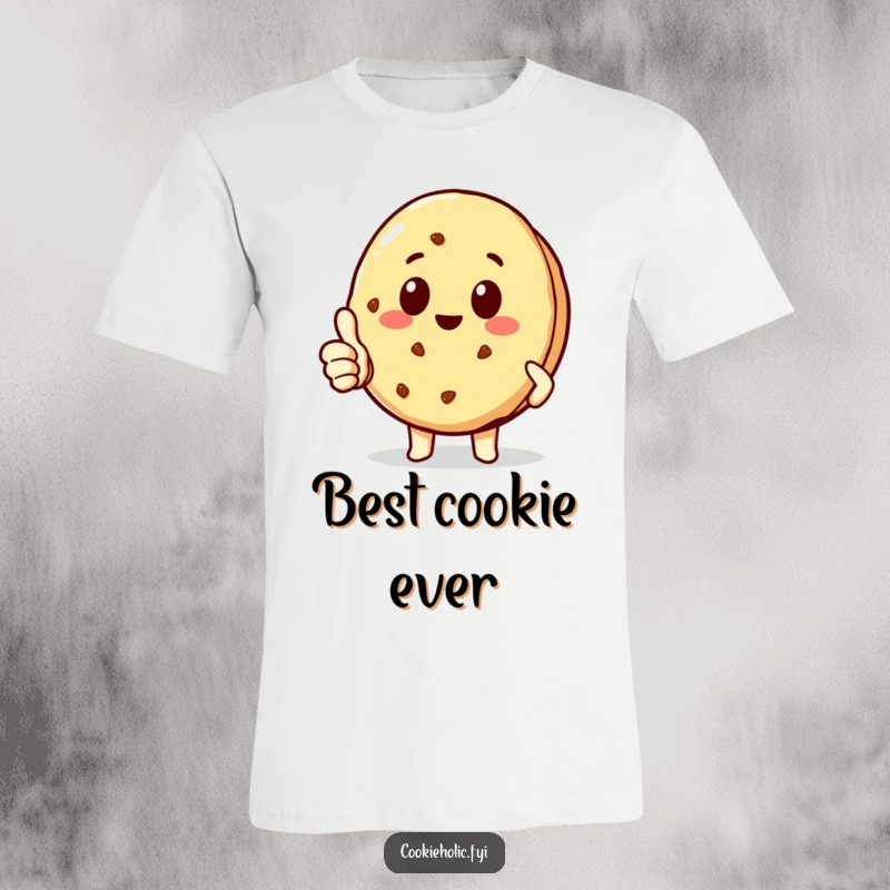 Funny delighted kawaii cookie character giving a thumbs-up gesture, conveying happiness and approval, great funny gift t-shirt.