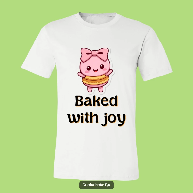 Funny Kawaii Macaron Bow T-Shirt - Sweet Character Tee for Dessert Lovers