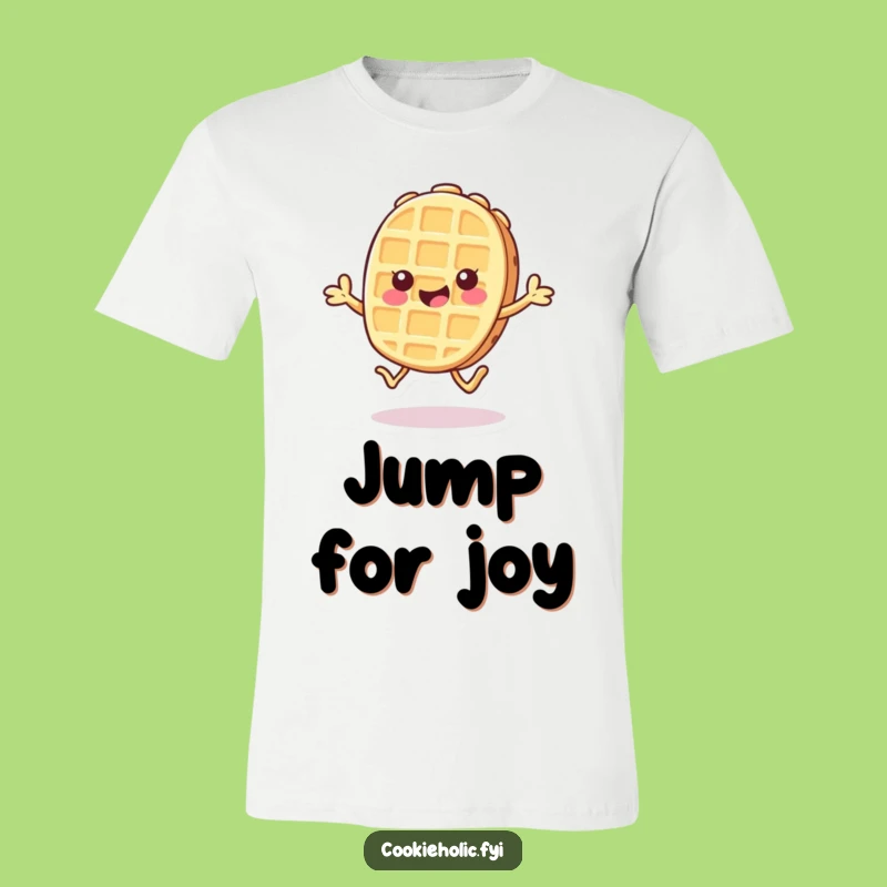 Funny Kawaii Waffle T-Shirt: Cheerful Hopping Cookie, Awesome Gift for Happy Vibes!