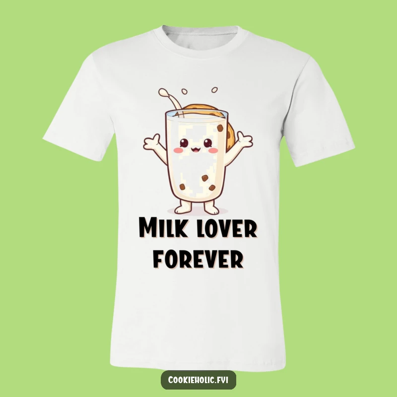 Funny Milk Lover Cookie T-Shirt - Hugging Character Tee, Great Gift Idea