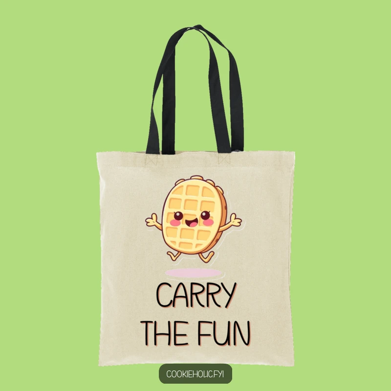Funny Kawaii Waffle Tote Bag: Stylish Hopping Cookie, Perfect Gift for Cheerful Errands!