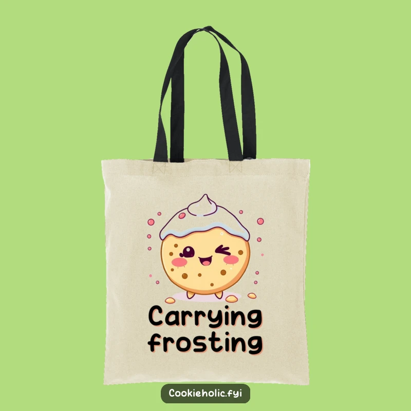 Funny Kawaii Cookie Wink Tote Bag: Carrying Playfulness, Durable Gift!