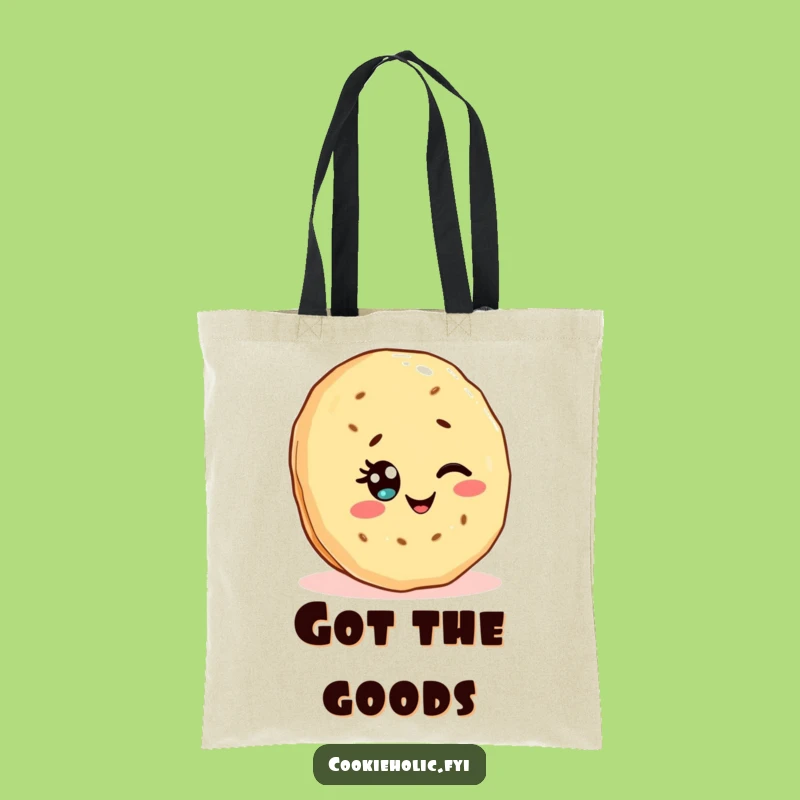 Funny Kawaii Cookie Tote Bag: Stylish Winking Shortbread, Perfect Gift for Sweet Errands!