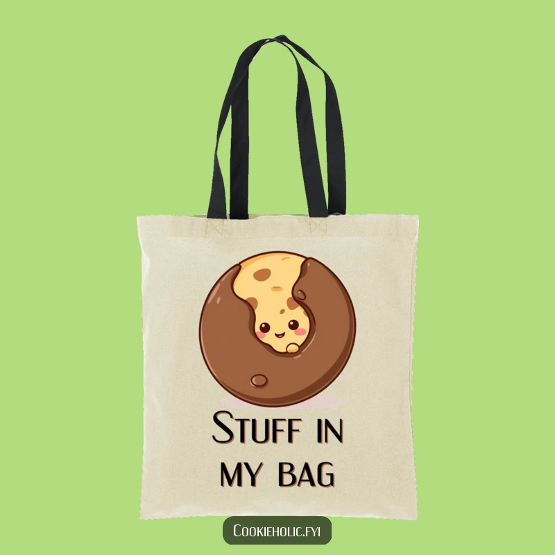 Funny Shy Cookie Chip Tote Bag - Cute Gift for Cookie Enthusiasts